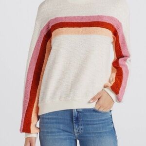 Faherty Vista Striped Pullover Terry Sweatshirt Sweater Size M Boho Casual